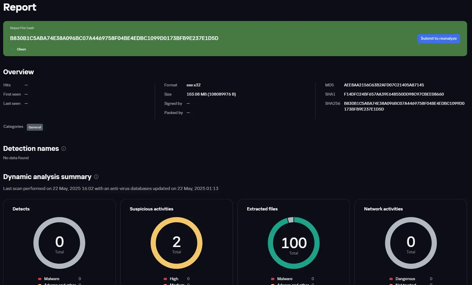 Screenshot showing the clean result of kazpeky